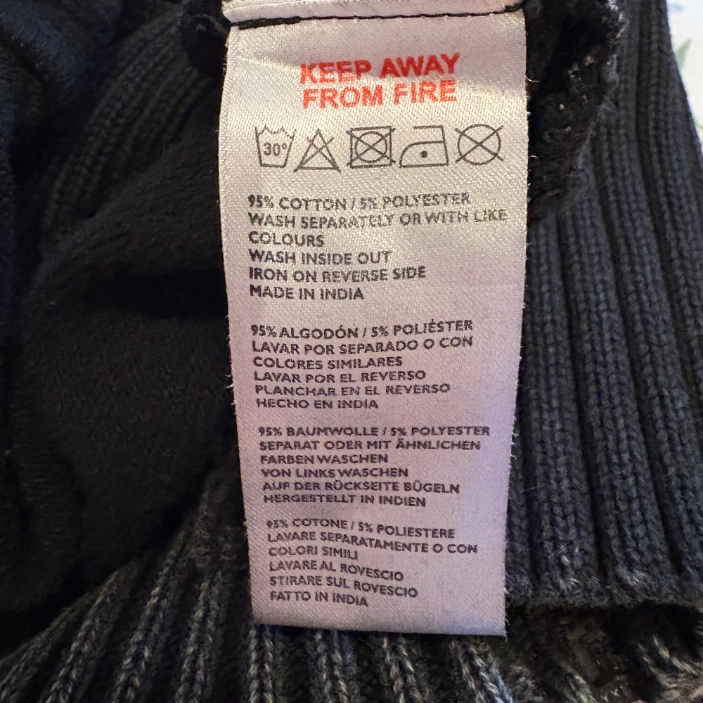 BDG Thea Ribbed Track Sweater in Size Large, Black Wash, Cropped Turtleneck - Picture 10 of 11
